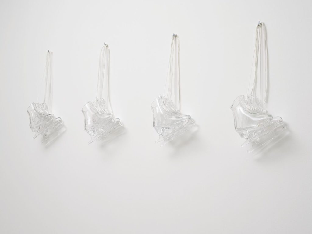 Adel Abdessemed, Moscow (five sisters), 2010. Hand-blown glass; 5 pairs, each pair approx: 67.3 x 33 x 15.2 cm. Installation view at Parasol unit, London, 2010. Courtesy of the artist and David Zwirner, New York. Photography by Stephen White
