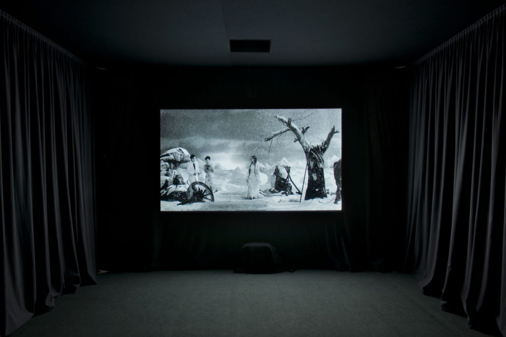 Yang Fudong, Ye Jiang (The night man cometh), 2011, installation view at Parasol unit, London, 2011. Photography by Hugo Glendinning
