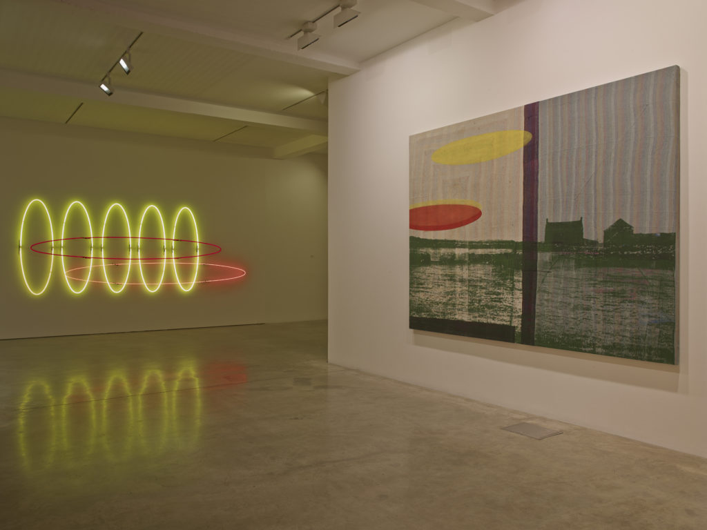 Elliptical Variations II, 2014, and Mên-an-Tol, 2013, installation view at Parasol unit, London, 2014. Photography by Stephen White.
