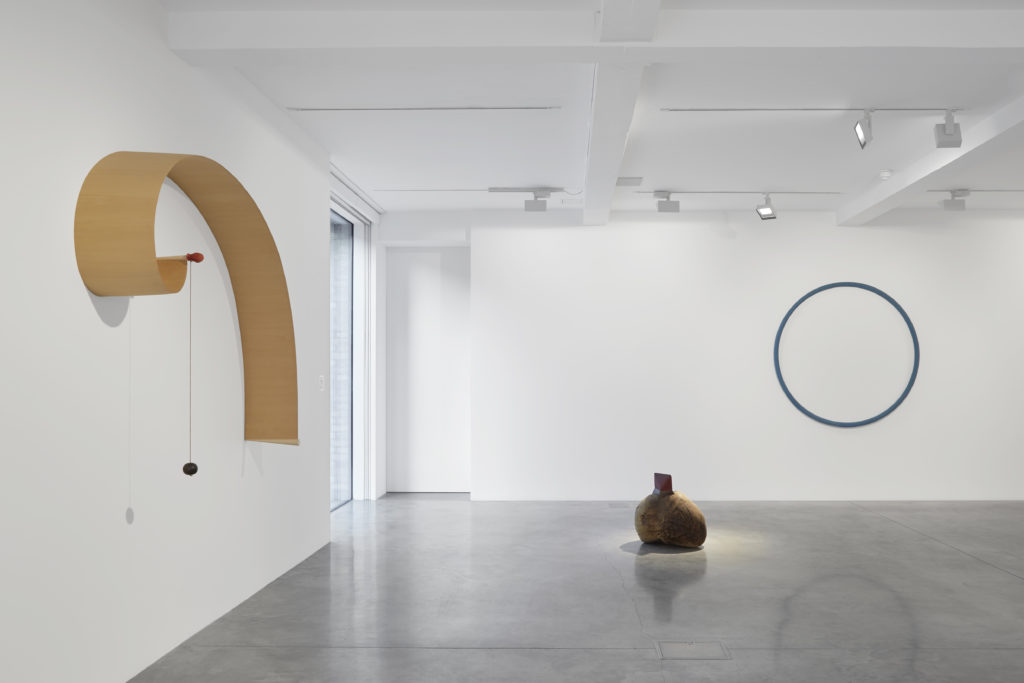 Martin Puryear, Phrygian Spirit, 2012-2014, Believer, 1977-1982, Cerulean, 1982 (left to right), installation view at Parasol unit, London, 2017. Photography by Ben Westoby
