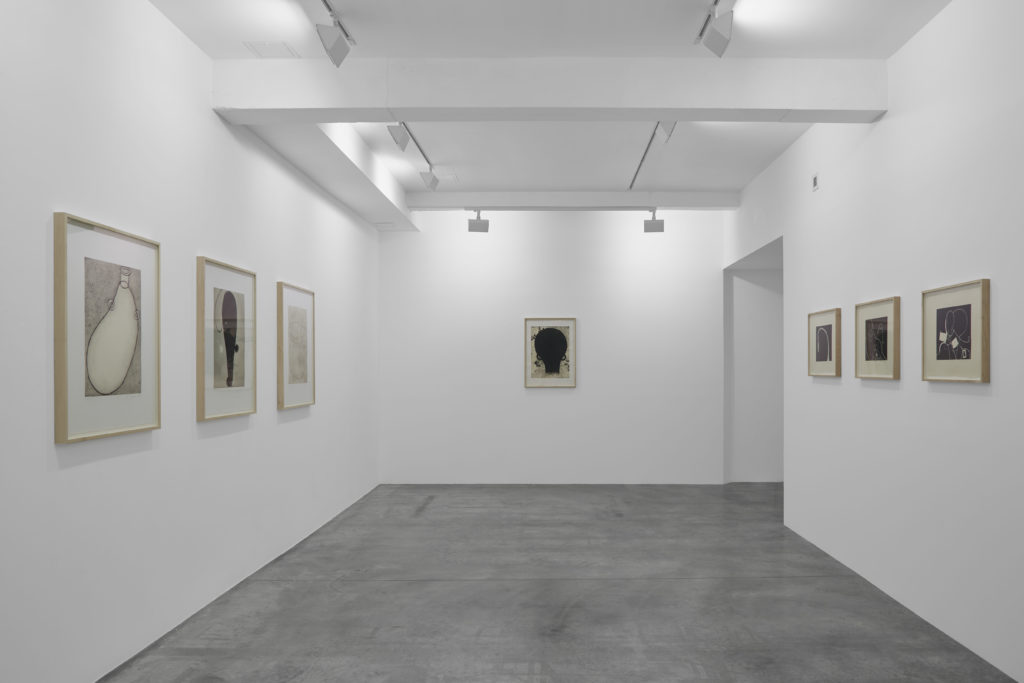 Martin Puryear, Jug, 2001, Diallo, 2013, Untitled II, 2002, Untitled, 1999, and Cane series, 2000 (left to right), installation view at Parasol unit, London, 2017. Photography by Ben Westoby
