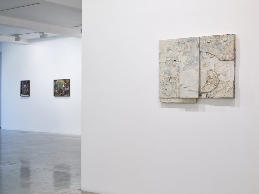 Katy Moran, Bipolar Moon, 2012 (right), installation view at Parasol unit, London, 2015. Photography by Stephen White.
