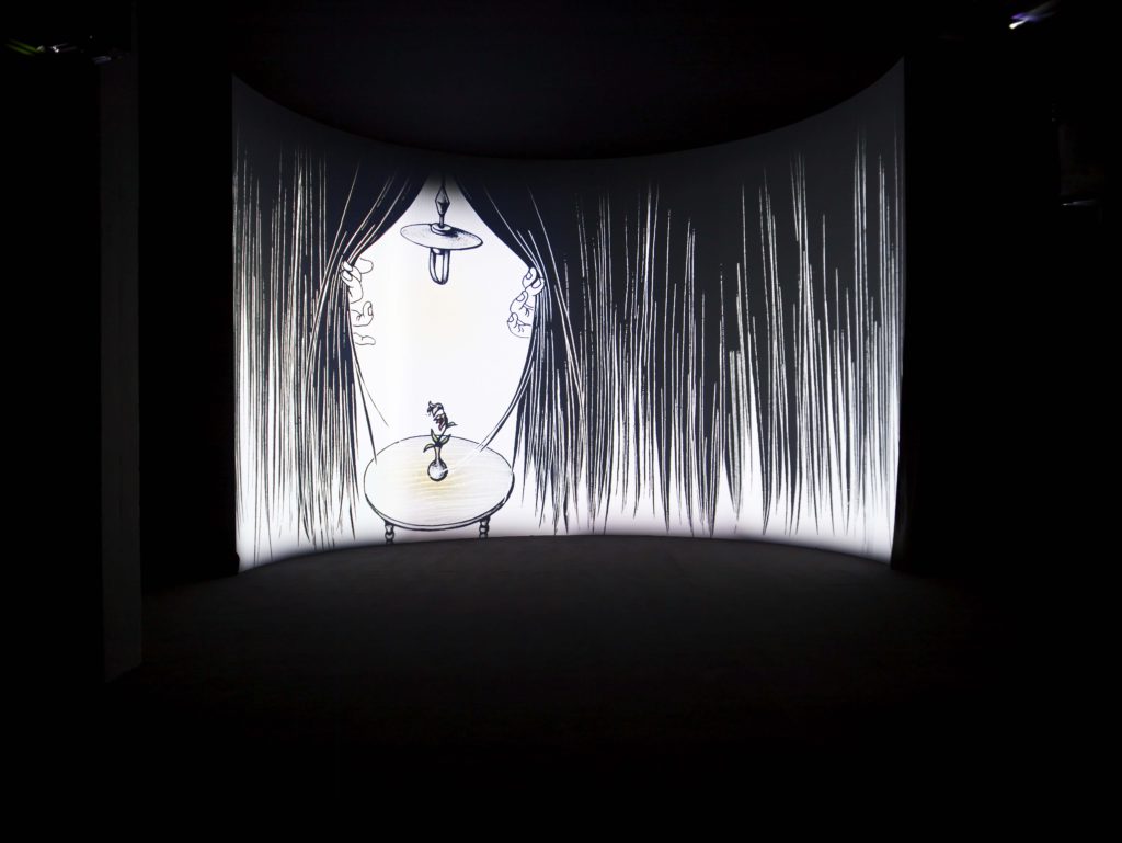 Tabaimo, yudangami, 2009, installation view at Parasol unit, London, 2010.
