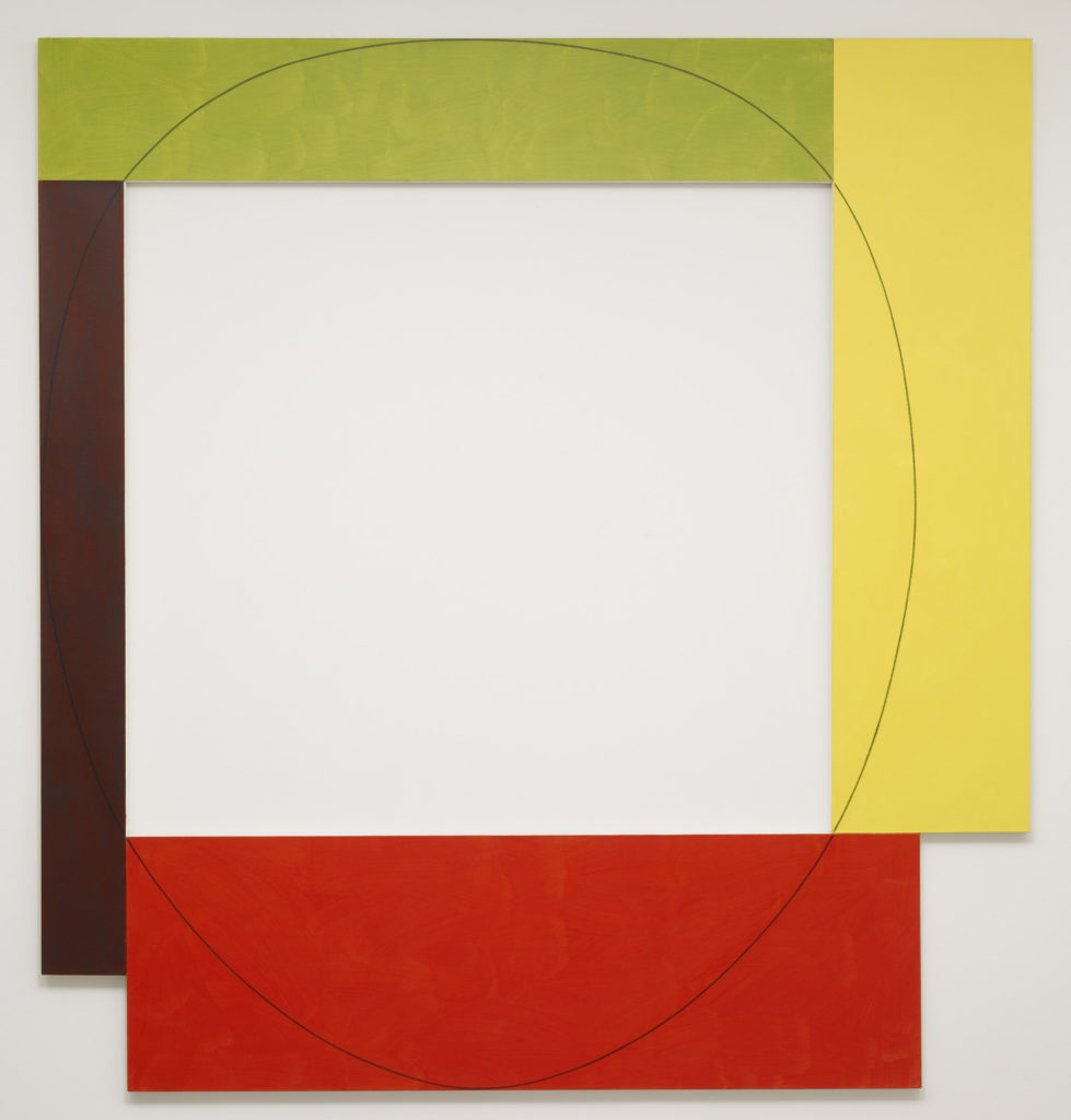 Robert Mangold, Four Colour Frame Painting #5, 1984, Acrylic and black pencil on canvas, 281.9 x 266.7 cm, Courtesy Pace Wildenstein, New York and Galeria Elvira Gonzalez, Madrid. Photography by Robert Mangold.
&nbsp;
