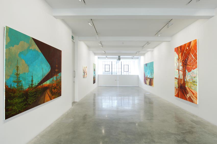 Streifzuege: Paintings by David Schnell, installation view at Parasol unit, London, 2006.
