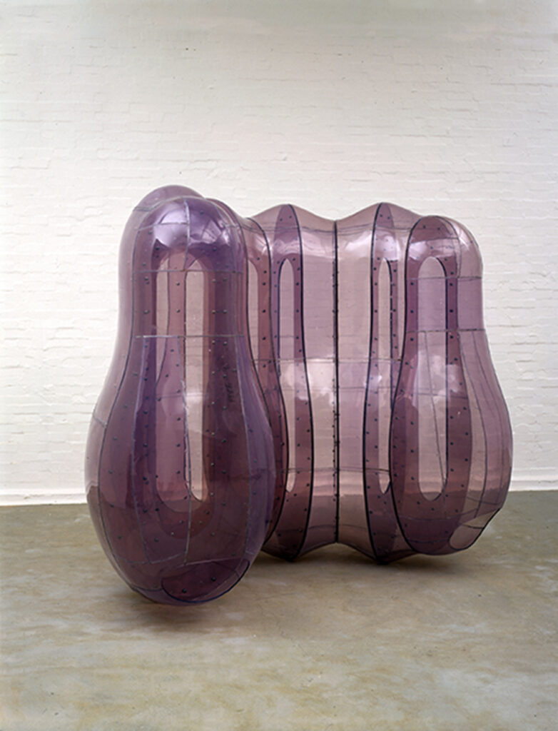 Purple bulbous welded PVC sculpture